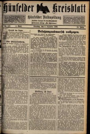 Erste Ausgabe vom Dienstag, den 03. Dezember 1929.