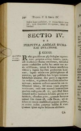 Sectio IV. De perpetua animae humanae duratione.