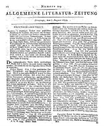 Miszellaneen für die Rechte und Gesetze der beiden vereinten Fürstenthümer Anspach und Baireuth. [Hrsg.: H. C. Büttner]. Ansbach: Haueisen 1788