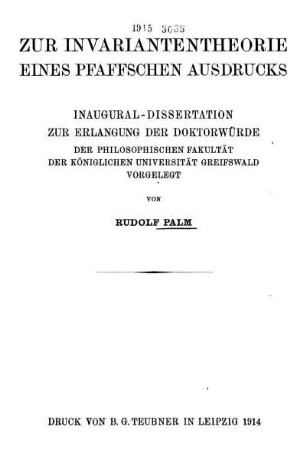 Zur Invariantentheorie eines Pfaffschen Ausdrucks