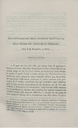 Sull´applicazione della funzione ellittica ... alla teoria dei poligoni di poncelet.