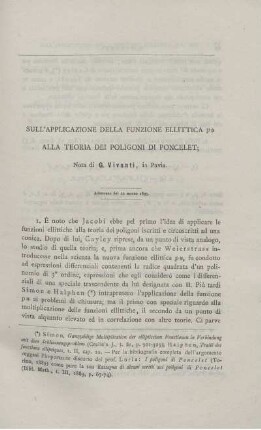 Sull´applicazione della funzione ellittica ... alla teoria dei poligoni di poncelet.