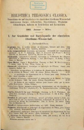 Jahresbericht über die Fortschritte der klassischen Altertumswissenschaft, 29. 1881 = Jg. 9