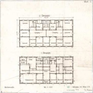 Fischer, Theodor; Schweinfurt (Bayern); Basaltwerke, Verwaltungs-Gebäude - Grundriss 1. OG, Grundriss 2. OG
