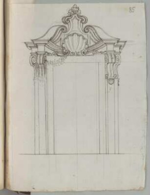Fenster, Aufriss : Fenster, Aufriss, unbekannter Zeichner, 1. Hälfte 18. Jh. Feder, Graphit/Papier. 22,1 x 17,3 cm.