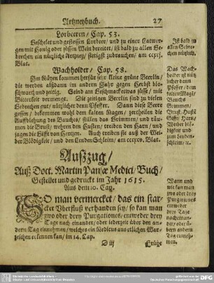 Außzug, Auß Doct. Martin Pansae Medici, Buch