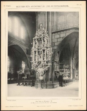 St. Paulus-Dom, Münster: Innenansicht von Nordwesten (aus: Blätter für Architektur und Kunsthandwerk, 11. Jg., 1898, Tafel 94)