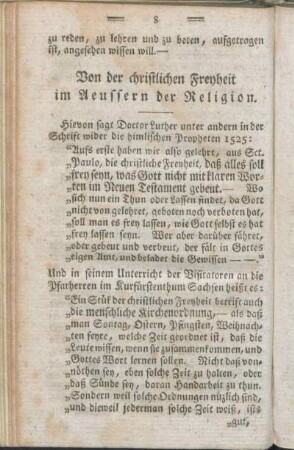 Von der christlichen Freyheit im Aeussern der Religion.