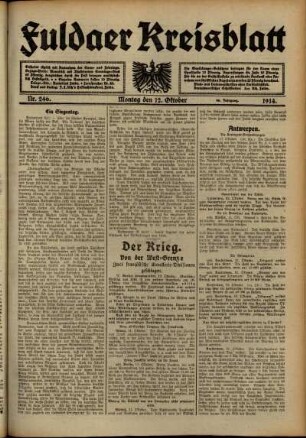 Ausgabe vom Montag, den 12. Oktober 1914.