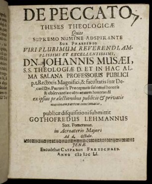 De Paccato Theses Theologicae