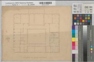 Haus mit Innenhof Grundriß 2. Etage Anf. 19.Jh. o.M. 31 x 38,5 kol. Zeichnung Romberg-Brünninghausen