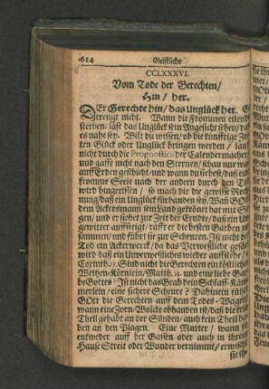 CCLXXXVI. Vom Tode der Gerechten/ Hin / her.
