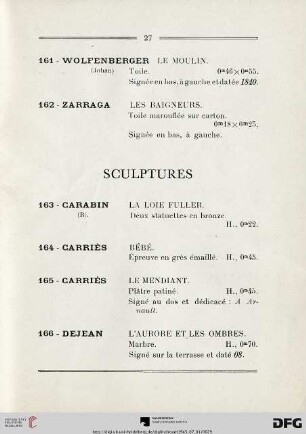 Sculptures (Nr. 163-172)