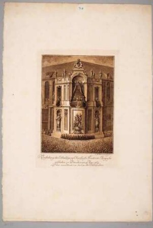 Die Erbhuldigung der Stände, Politiker und Bürger an Kurfürst Friedrich August III von Sachsen 1769 vor dem späteren Johanneum in Dresden mit Festarchitektur