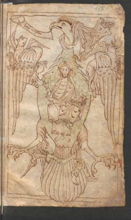 Federzeichnung, laviert: Tetramorph - Maiestas Domini