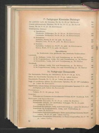 14. Fachgruppe Romanistik