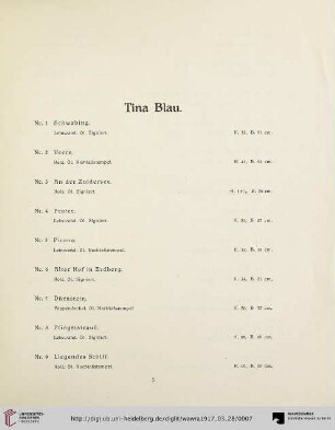 Tina Blau (Nr. 1-143)