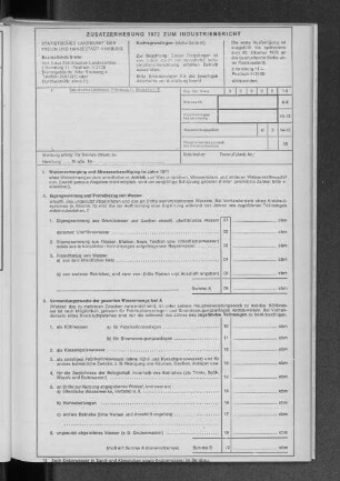Zusatzerhebung 1972 zum Industriebericht