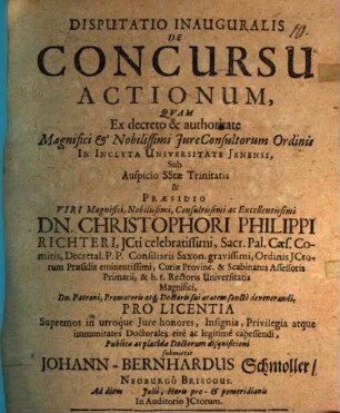 Disputatio Inauguralis De Concursu Actionum