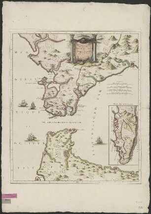 Karte der Straße von Gibraltar, ca. 1:510 000, Kupferstich, 1780 : Nouvelle Carte du Détroit de Gibraltar et de l'Isle de Cadix : dressée sur les lieux / [Hrsg.:] P. Santini. - [Ca. 1:510 000] - Venise : P. Santini , 1780. - 1 Kt. : Kupferst. ; 47 x 55 cm