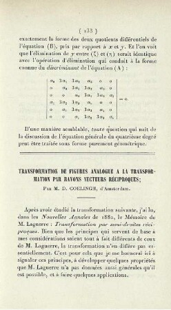 Transformation de figures analogue a la transformation par rayons vecteurs réciproques.