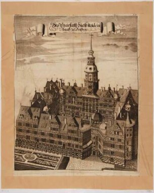 Das Residenzschloss in Dresden aus der Vogelperspektive von Süden, aus: Weck’sche Chronik, Nr. 12, p. 30