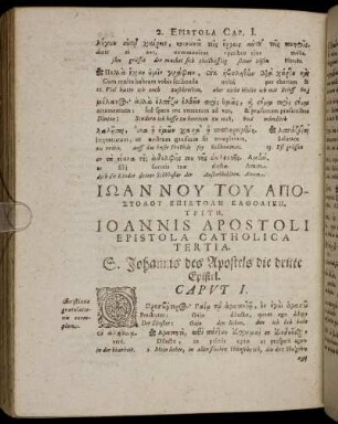 Ioannis Apostoli Epistola Catholica Tertia.