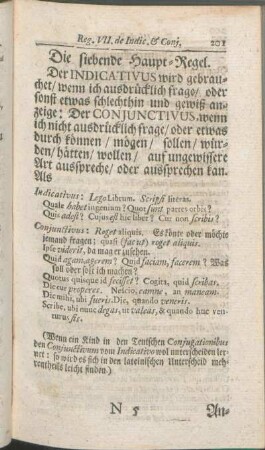Die siebende Haupt-Regel. [Vom Indicativo und Conjunctivo]