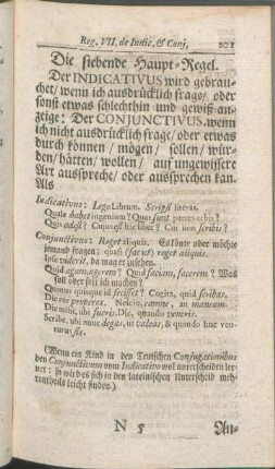 Die siebende Haupt-Regel. [Vom Indicativo und Conjunctivo]