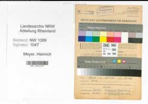 Entnazifizierung Heinrich Meyer , geb. 20.11.1885 ()
