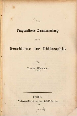 Der pragmatische Zusammenhang in der Geschichte der Philosophie
