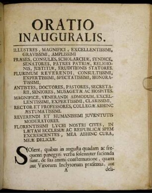 Oratio Inauguralis.