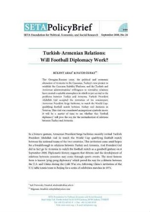 Turkish-Armenian relations : will football diplomacy work?