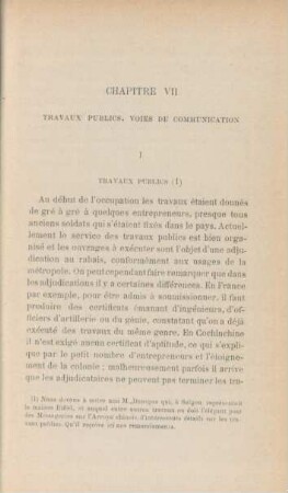 Chapitre VII. Travaux publics, voies de communication