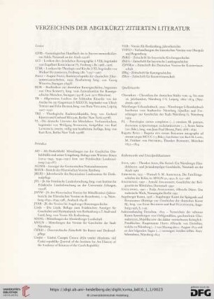 Verzeichnis der abgekürzt zitierten Literatur