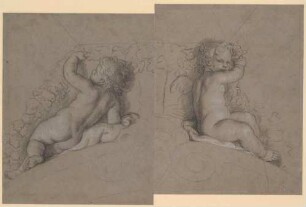 Sitzender Putto herausschauend (Studie zu einem Fresko)
