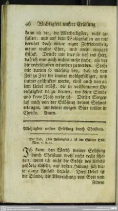 Wichtigkeit unsrer Erlösung durch Christum