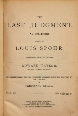 The last judgment : an oratorio