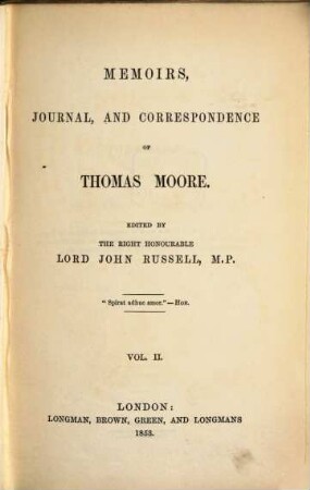 Memoirs, journal, and correspondence of Thomas Moore, 2. Letters, 1814-1818