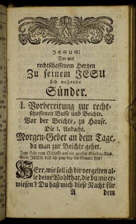 Vorbereitung zur rechtschaffenen Busse und Beichte