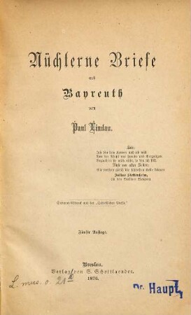 Nüchterne Briefe aus Bayreuth