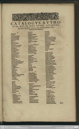 Catalogus Authorum, Qui In Hoc Opere Citantur Quorumque Loca Et Opiniones Vel explicantur vel confutantur