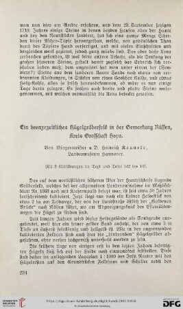 9: Ein bronzezeitliches Hügelgräberfeld in der Gemarkung Rüssen, Kreis Grafschaft Hoya