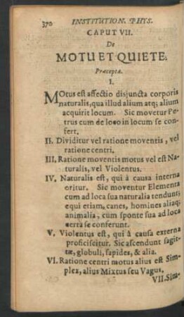 Caput VII. De Motu Et Quiete.