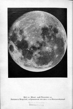 Bild 10: Mond. 1928 November 27. Sternwarte Bergedorf, aufgenommen mit dem 11 m-Horizontalspiegel