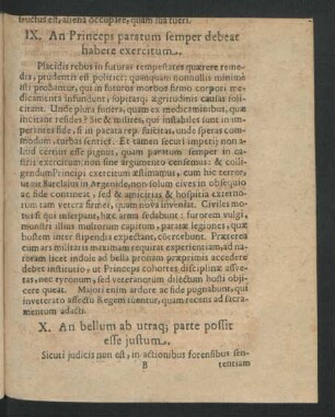 IX. An Princeps paratum semper debeat habere exercitum.