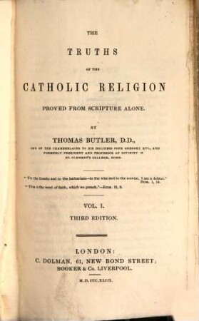 The truths of the Catholic Religion proved from scripture alone, I