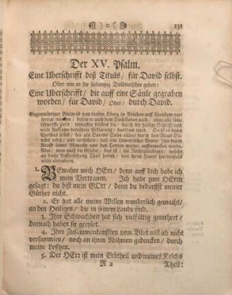 Der XV. Psalm. Ein Uberschrifft deß Tituls, für David selbst.