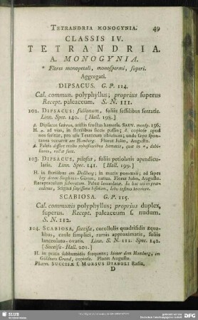 Classis IV. Tetrandria