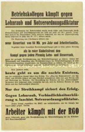 Aufruf zur Unterstützung der Revolutionären Gewerkschafts-Opposition